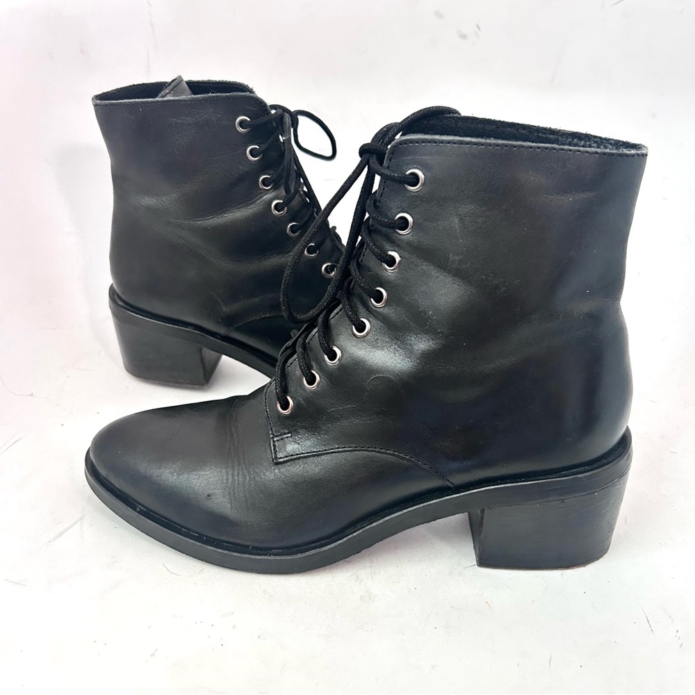 Jeffrey Campbell Zephyr Boot Size 9 Black Leather Lace-up Ankle Boots - Picture 6 of 11